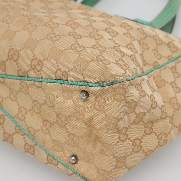 GUCCI GG Canvas Tote Bag Beige Green Silver - Picture 12 of 16